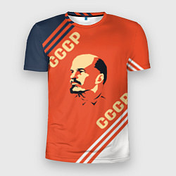 Футболка спортивная мужская Ленин на красном фоне, цвет: 3D-принт