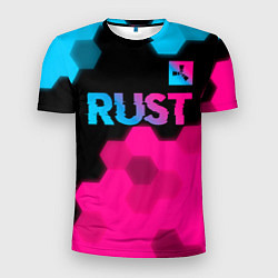 Мужская спорт-футболка Rust - neon gradient: символ сверху