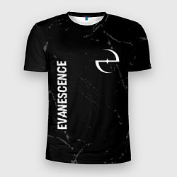 Мужская спорт-футболка Evanescence glitch на темном фоне: надпись, символ