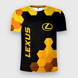 Мужская спорт-футболка Lexus - gold gradient: надпись, символ