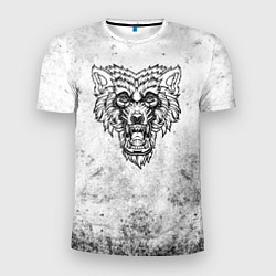 Футболка спортивная мужская Черно-белый злой волк, цвет: 3D-принт