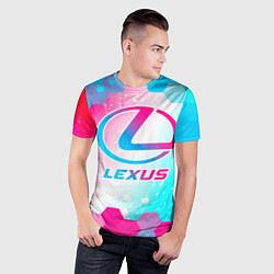 Футболка спортивная мужская Lexus neon gradient style, цвет: 3D-принт — фото 2