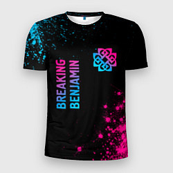 Мужская спорт-футболка Breaking Benjamin - neon gradient: надпись, символ