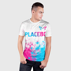 Футболка спортивная мужская Placebo neon gradient style: символ сверху, цвет: 3D-принт — фото 2