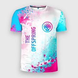 Мужская спорт-футболка The Offspring neon gradient style: надпись, символ