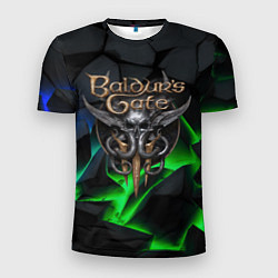 Футболка спортивная мужская Baldurs Gate 3 black blue neon, цвет: 3D-принт