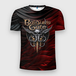 Футболка спортивная мужская Baldurs Gate 3 logo dark red black, цвет: 3D-принт
