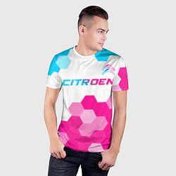 Футболка спортивная мужская Citroen neon gradient style: символ сверху, цвет: 3D-принт — фото 2
