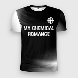 Футболка спортивная мужская My Chemical Romance glitch на темном фоне: символ, цвет: 3D-принт