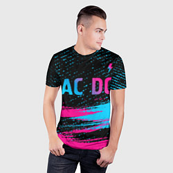 Футболка спортивная мужская AC DC - neon gradient: символ сверху, цвет: 3D-принт — фото 2