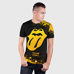 Футболка спортивная мужская Rolling Stones - gold gradient, цвет: 3D-принт — фото 2