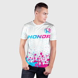 Футболка спортивная мужская Honda neon gradient style: символ сверху, цвет: 3D-принт — фото 2