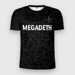 Футболка спортивная мужская Megadeth glitch на темном фоне: символ сверху, цвет: 3D-принт