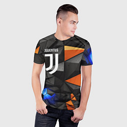 Футболка спортивная мужская Juventus orange black style, цвет: 3D-принт — фото 2