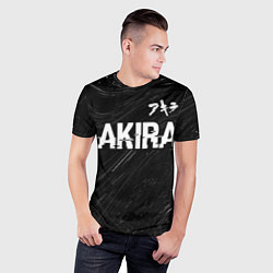 Футболка спортивная мужская Akira glitch на темном фоне: символ сверху, цвет: 3D-принт — фото 2