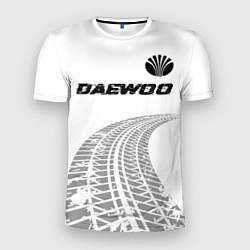 Футболка спортивная мужская Daewoo speed на светлом фоне со следами шин: симво, цвет: 3D-принт