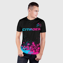Футболка спортивная мужская Citroen - neon gradient: символ сверху, цвет: 3D-принт — фото 2