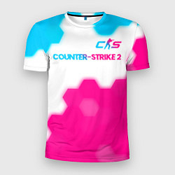 Футболка спортивная мужская Counter-Strike 2 neon gradient style: символ сверх, цвет: 3D-принт