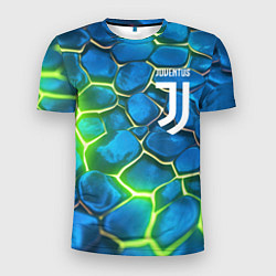 Футболка спортивная мужская Juventus blue green neon, цвет: 3D-принт
