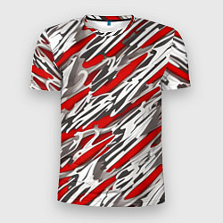 Футболка спортивная мужская Красные полосы за субстанцией, цвет: 3D-принт