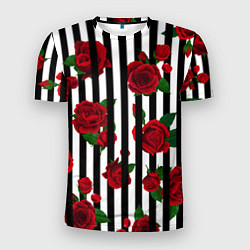 Мужская спорт-футболка Полосы и красные розы