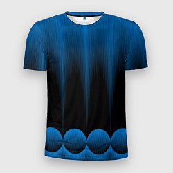 Футболка спортивная мужская Сине-черный градиент в полоску, цвет: 3D-принт