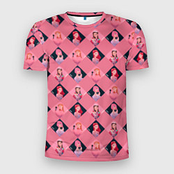 Мужская спорт-футболка Розовая клеточка black pink