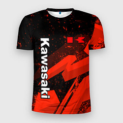 Мужская спорт-футболка Кавасаки - красные брызги