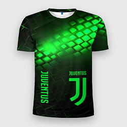 Мужская спорт-футболка Juventus green logo neon