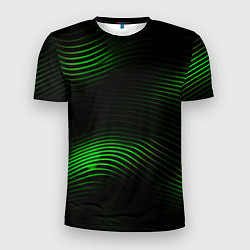 Футболка спортивная мужская Зеленые тонкие линии, цвет: 3D-принт