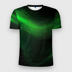 Мужская спорт-футболка Зеленое свечение абстракция