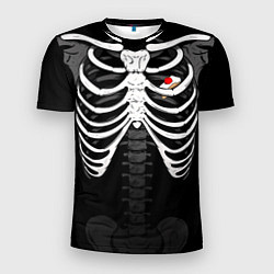 Мужская спорт-футболка Скелет: ребра с кусочком торта с вишней
