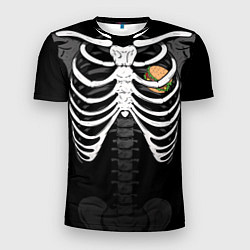 Мужская спорт-футболка Скелет: ребра и бургер