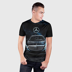 Футболка спортивная мужская Mercedes Benz space background, цвет: 3D-принт — фото 2