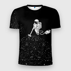 Мужская спорт-футболка Космонавт пылесосит звезды