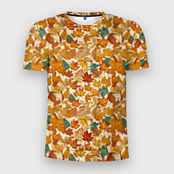 Мужская спорт-футболка Осенние листья узор