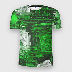 Мужская спорт-футболка Киберпанк заражение зелёное