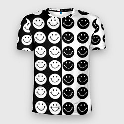 Футболка спортивная мужская Smiley black and white, цвет: 3D-принт