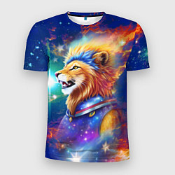 Мужская спорт-футболка Космический лев - неоновое свечение