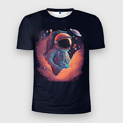 Футболка спортивная мужская Космонавт в космических облаках, цвет: 3D-принт