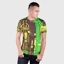 Футболка спортивная мужская Кибер схемы ксилотно-зелёные, цвет: 3D-принт — фото 2