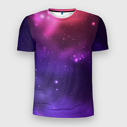 Мужская спорт-футболка Разноцветный космос - неоновое свечение