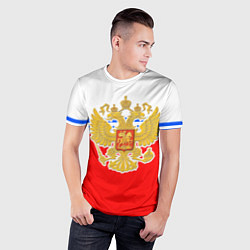 Футболка спортивная мужская Герб Российской Федерации - полосы, цвет: 3D-принт — фото 2