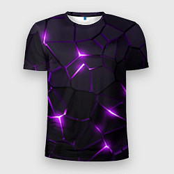 Мужская спорт-футболка Неоновые плиты с фиолетовым свечением