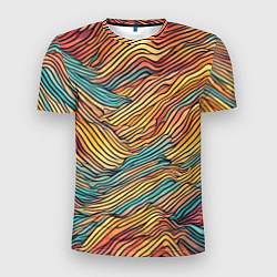 Мужская спорт-футболка Разноцветные волнистые линии