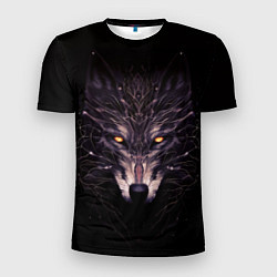 Мужская спорт-футболка Волк в кромешной темноте
