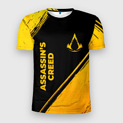 Футболка спортивная мужская Assassins Creed - gold gradient: надпись, символ, цвет: 3D-принт