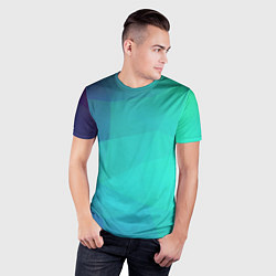 Футболка спортивная мужская Голубые грани, цвет: 3D-принт — фото 2