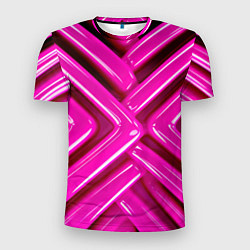 Мужская спорт-футболка Розовые абстрактные трубочки