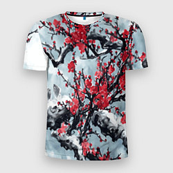 Мужская спорт-футболка Лепестки цветущей вишни - сакура